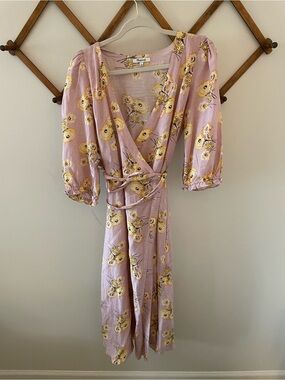 Madewell Wrap Midi Dress - Lavender Floral